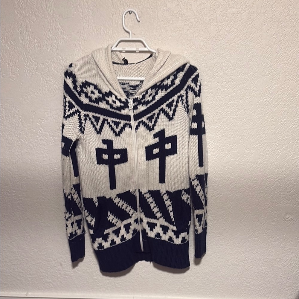 RDS Black and White Geometric Hoodie Sweatshirt